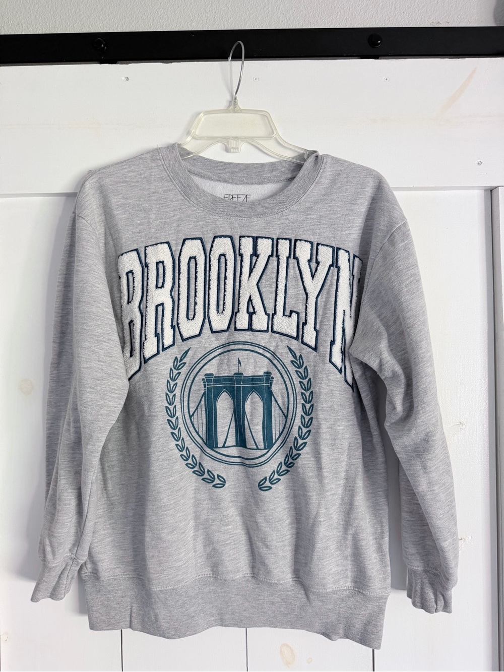 Freeze Brooklyn Crewneck Sweatshirt - Light Gray with Teal Graphic